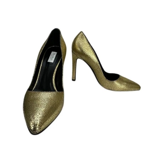NEW MaxMara Zufolo Metallic Leather Gold Pumps 38.5 - Picture 3 of 6